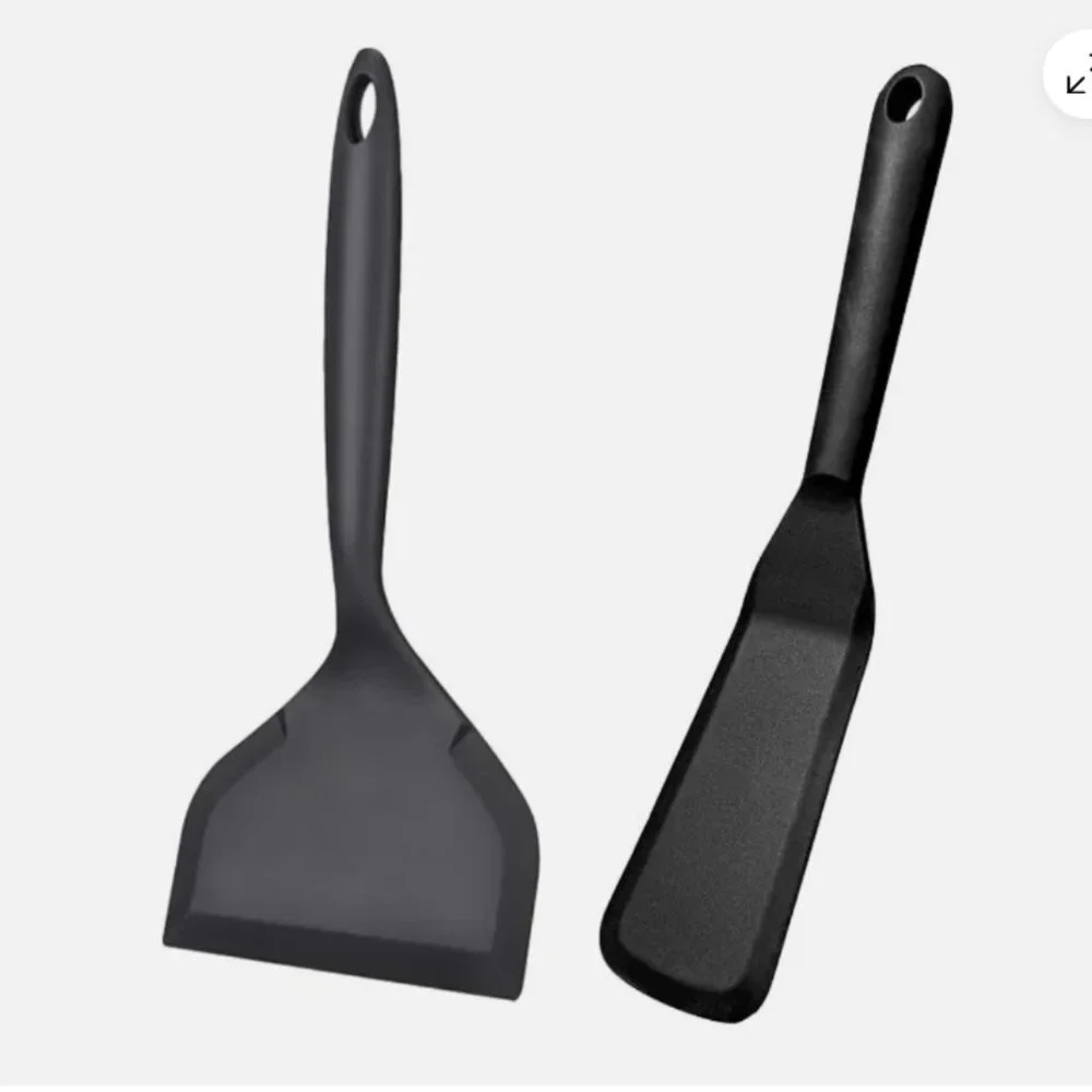 2pc Silicone Spatula Turner Heat Resistant Non Stick Pancake Spatula Wide & Thin